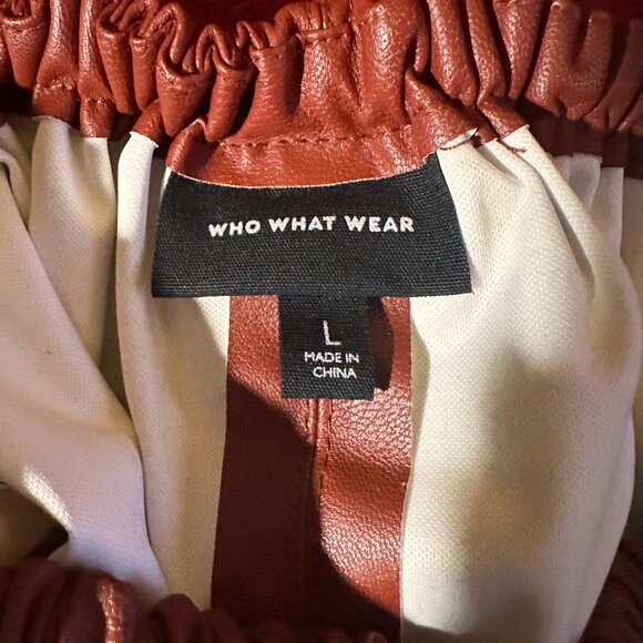 Faux Leather Red Peasant Top - Size L - Picture 6 of 7